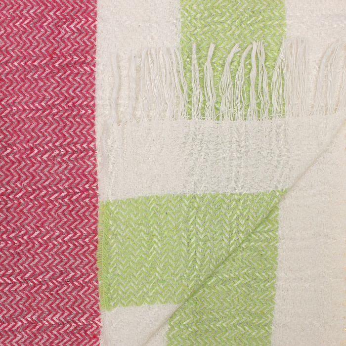 Плед шерстяной Лондон, 140х200, бел/оранж/мал/салат, 10% шерсть, 20% хл, пан 30%, пэ40%