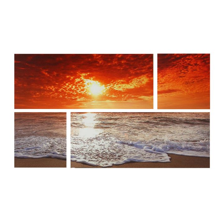 Модульная картина на подрамнике "Прилив", 2 шт. — 74×29 см, 2 шт. — 29×29 см, 60×105 см