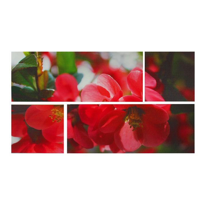 Модульная картина на подрамнике "Яблоневый цвет", 2 шт. — 74×29 см, 2 шт. — 29×29 см, 60×105 см