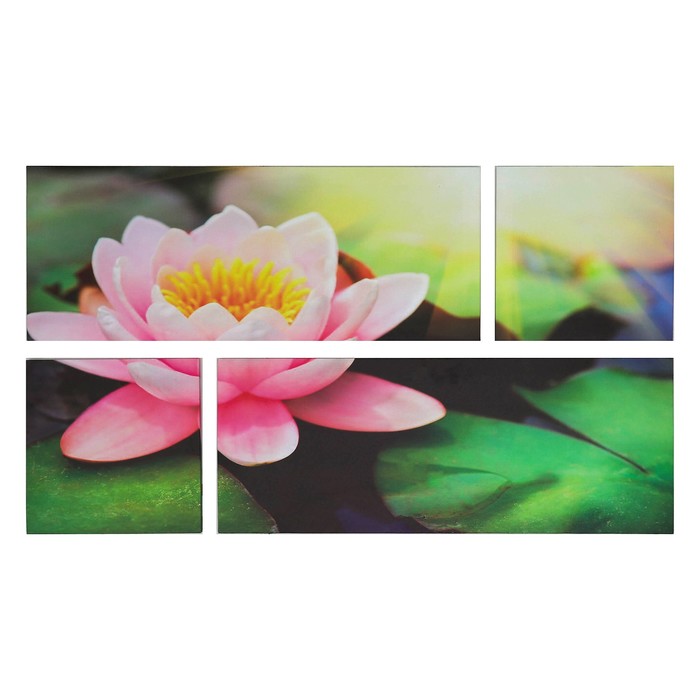 Модульная картина на подрамнике "Лотос", 2 шт. — 74×29 см, 2 шт. — 29×29 см, 60×105 см