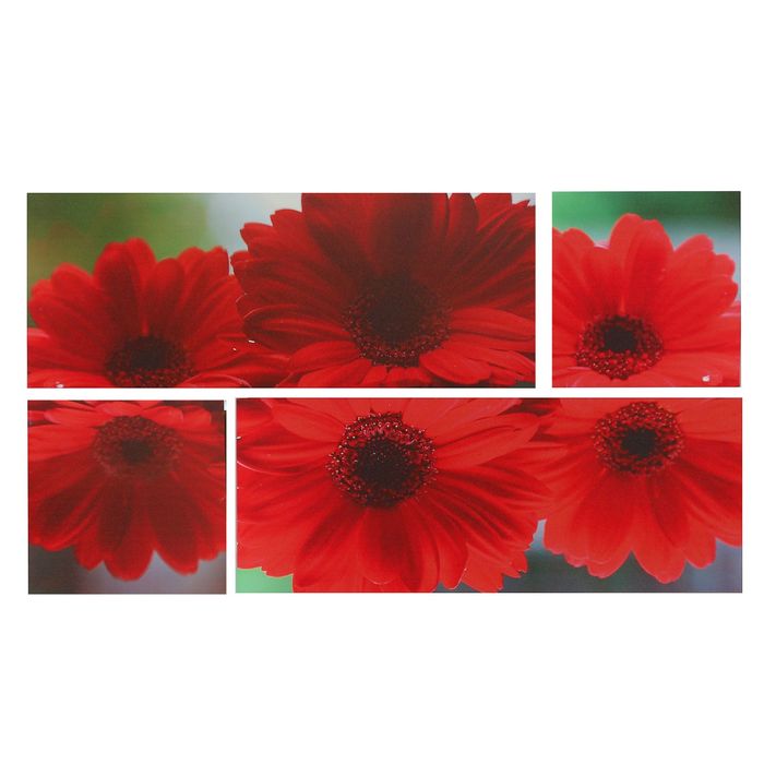 Модульная картина на подрамнике "Герберы", 2 шт. — 74×29 см, 2 шт. — 29×29 см, 60×105 см