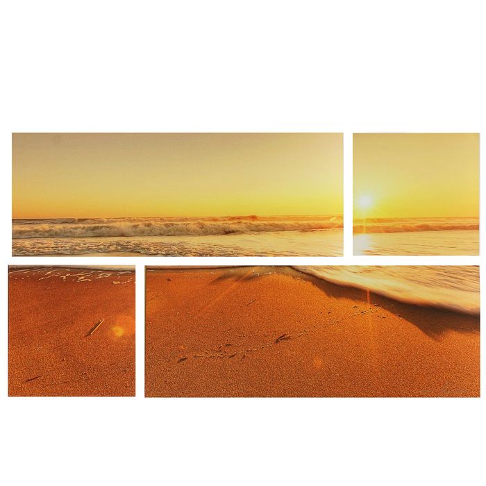 Модульная картина на подрамнике "Берег моря", 2 шт. — 74×29 см, 2 шт. — 29×29 см, 60×105 см