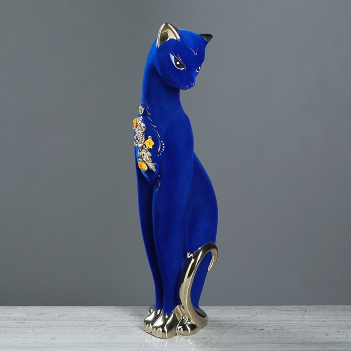 Копилка "Багира" флок и булат синий