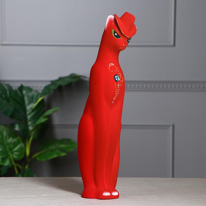 Копилка "Багира в шляпе" флок, маленькая, красная, микс