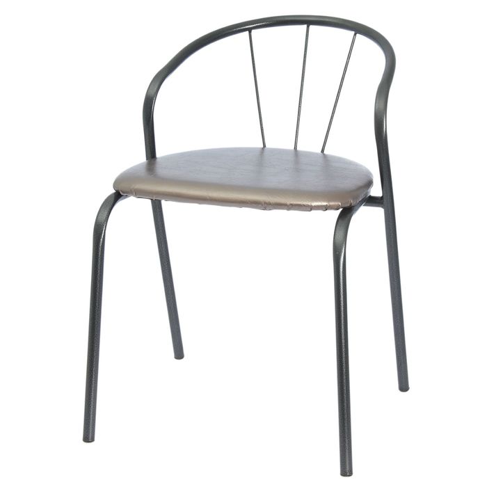 Стул "Вега" с серебряным покрытием ножек, цвет серо-коричневый металлик