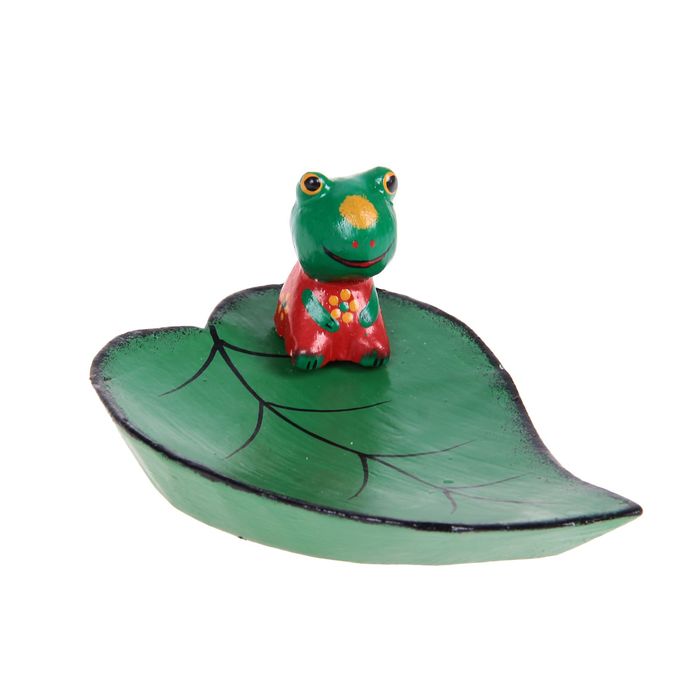 Сувенир дерево "Лягушка на листе" 12 см