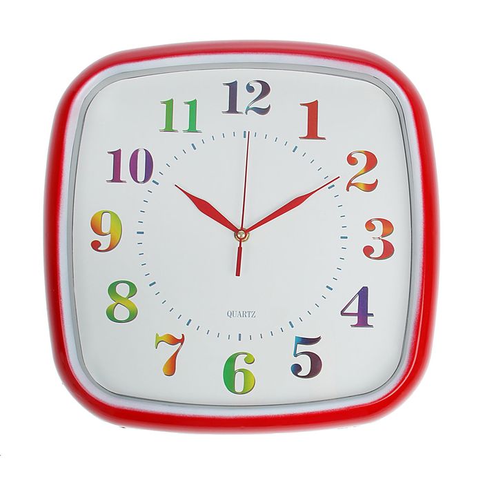 Часы настенные квадратные "Гамма", 38 × 38 см, белый циферблат с разноцветными цифрами