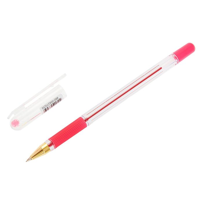 Ручка шариковая MunHwa MC Gold, резиновый грип, чернила розовые, узел 0.5мм