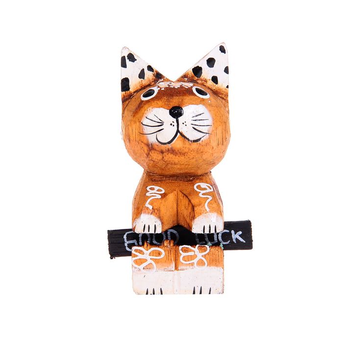 Сувенир дерево "Удачливый кот" 12 см светлый