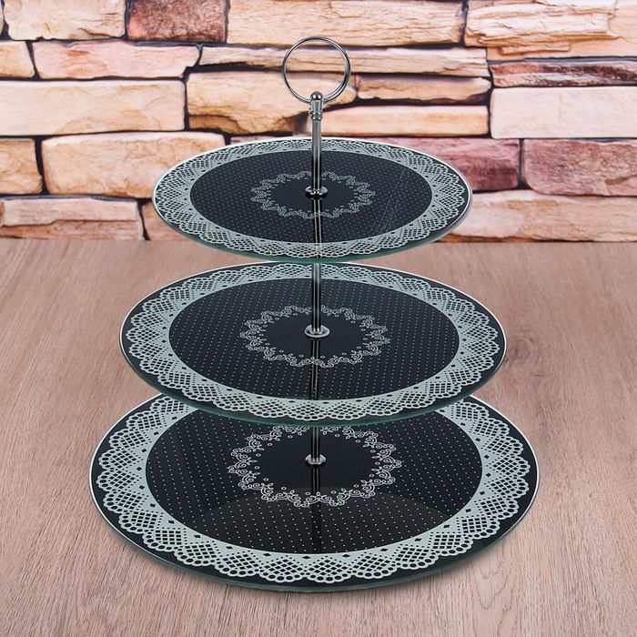 Блюдо 3 яруса круглое "Ажур" 30х30х31 см