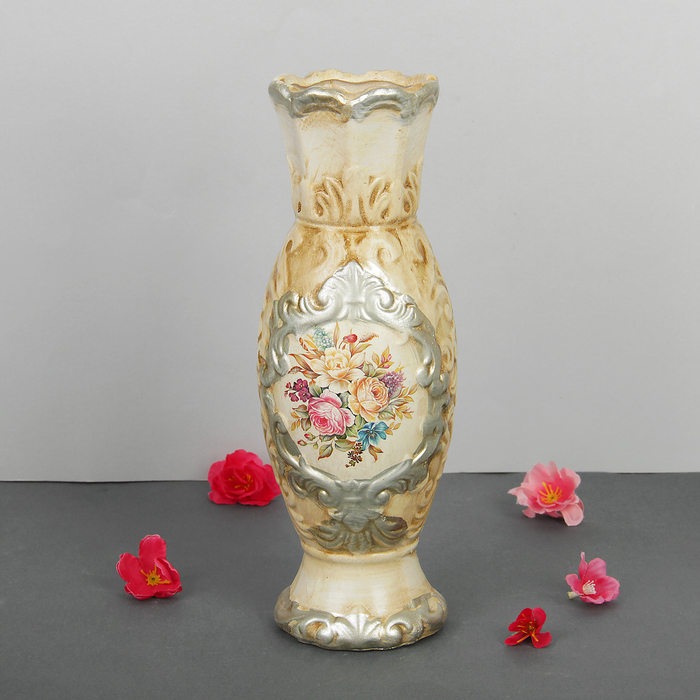 Ваза "Букет" резная, коричневая, микс