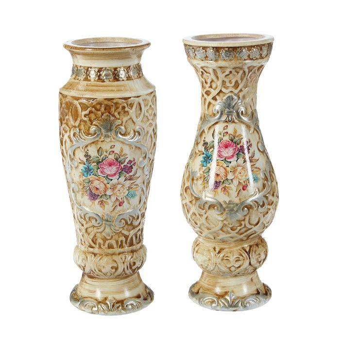 Ваза "Букет" резная, коричневая, микс