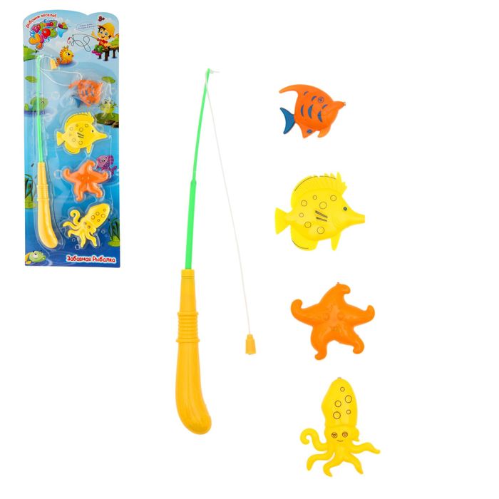 Рыбалка магнитная "Ловись рыбка-1", удочка, 4 рыбки