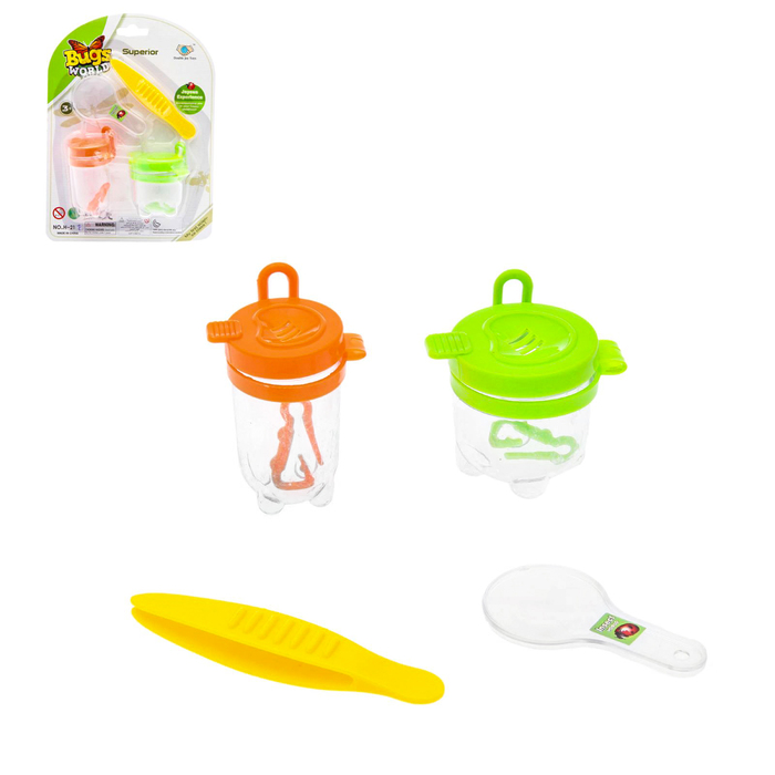 Набор для исследования "Юный биолог", 2 баночки, лупа, пинцет