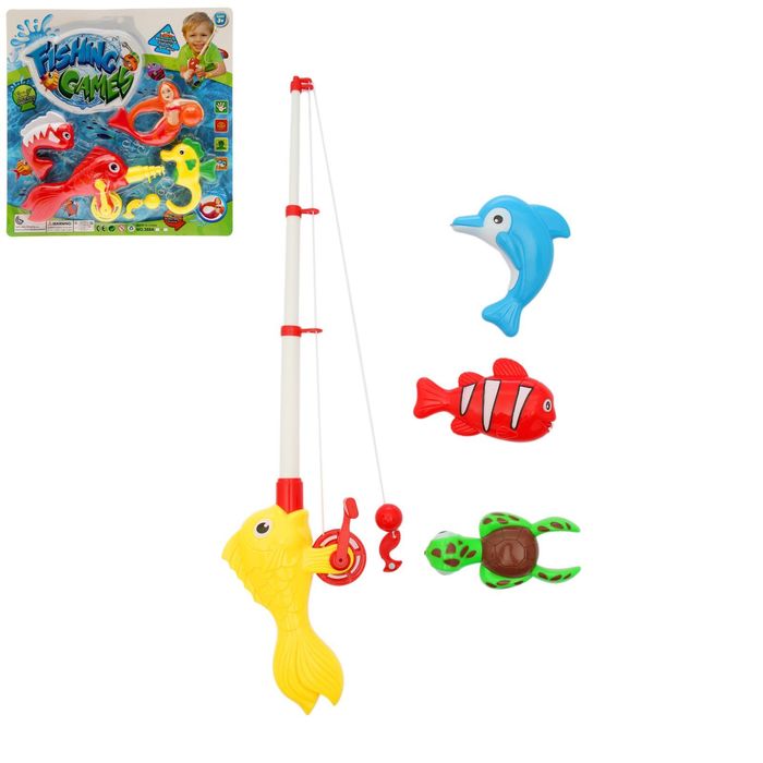 Рыбалка на магните "Улов-2", с большими фигурами и выдвижной удочкой , 4 предмета