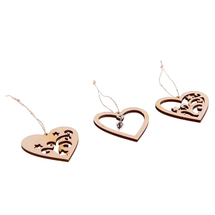 Подвески "Набор сердечек 4", 3 шт.