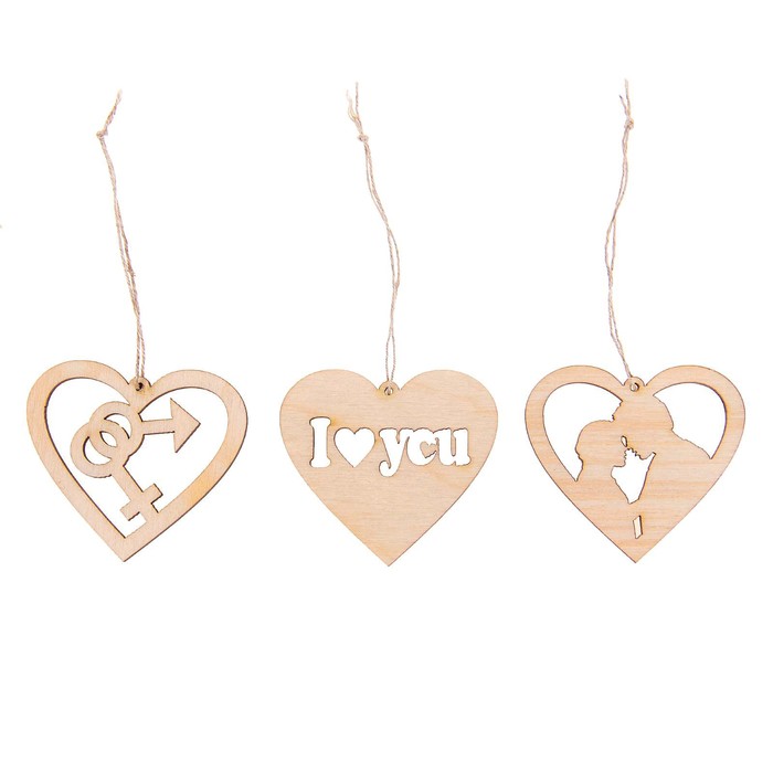 Подвески "Набор сердечек 7", 3 шт.