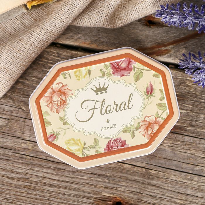 Шкатулка металл многогранник "Пышные розы" 5х10х7,5 см