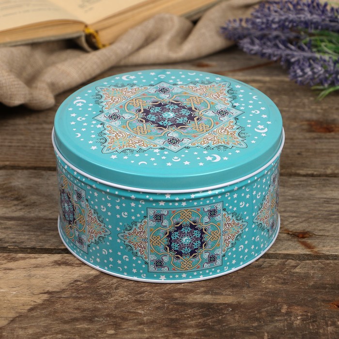 Шкатулка металл круг "Арабский ковер" МИКС 7,3х13,5х13,5 см