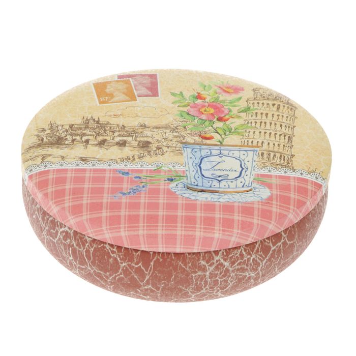 Шкатулка металл круг "Пизанская башня" 5,5х16,7х16,7 см