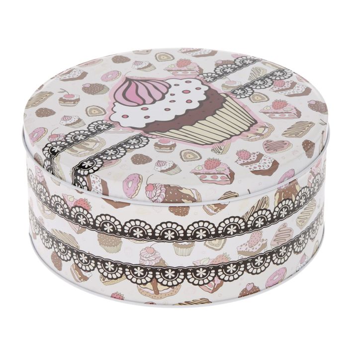 Шкатулка металл круг "Пирожное" 9х19,8х19,8 см