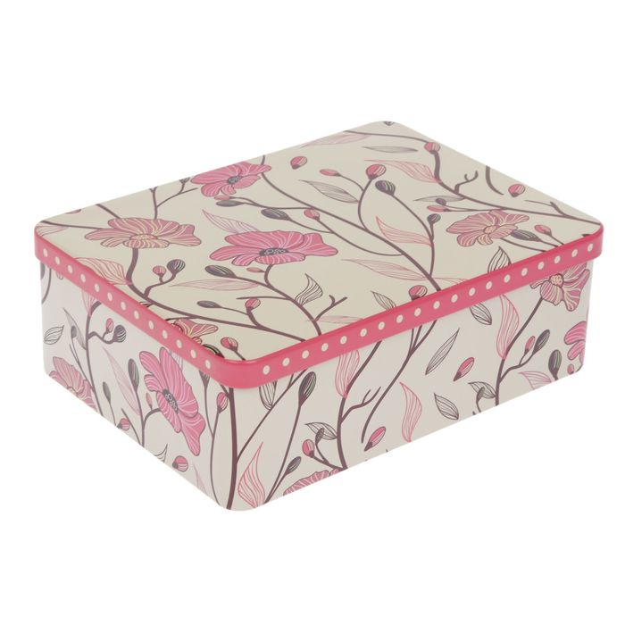 Шкатулка металл прямоугольная "Сказочные цветы" 8,5х24,5х18 см