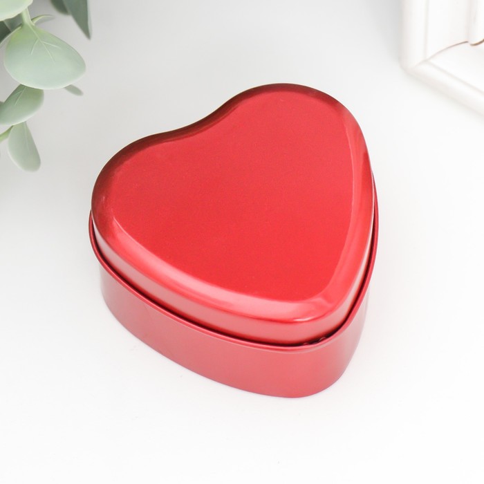 Шкатулка металл сердечко "Красное" 7,3х7х3,4 см