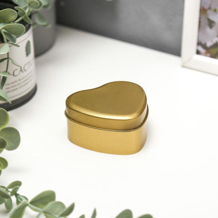 Шкатулка металл сердечко "Золото" 7,3х7х3,4 см