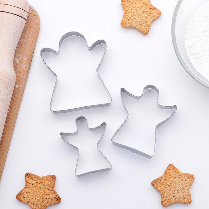 Набор форм для вырезания печенья 7,5 х 1,5 см "Ангел", 3 шт