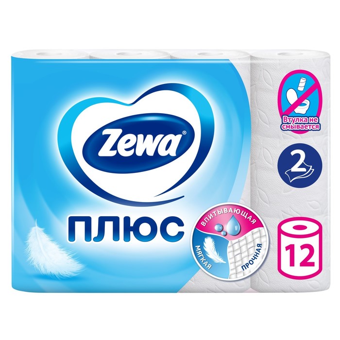 

Туалетная бумага Zewa, 2 слоя, 12 рулонов