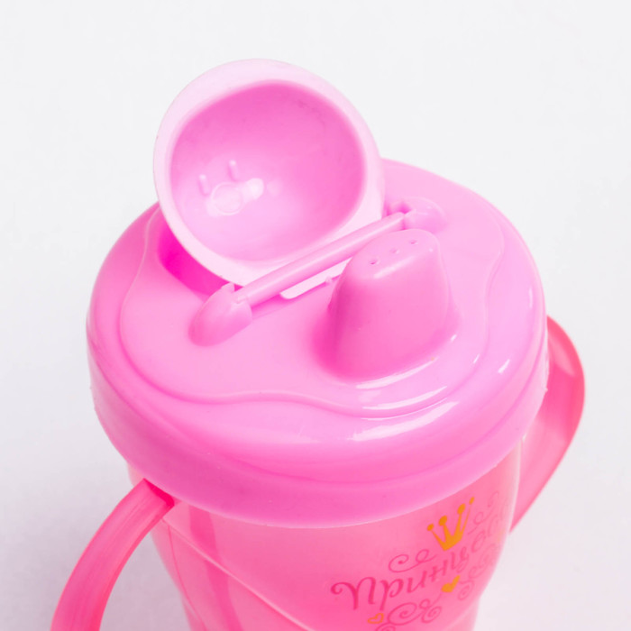 Поильник-непроливайка «Принцесса» с твёрдым носиком, 200 мл, от 5 мес., цвет розовый