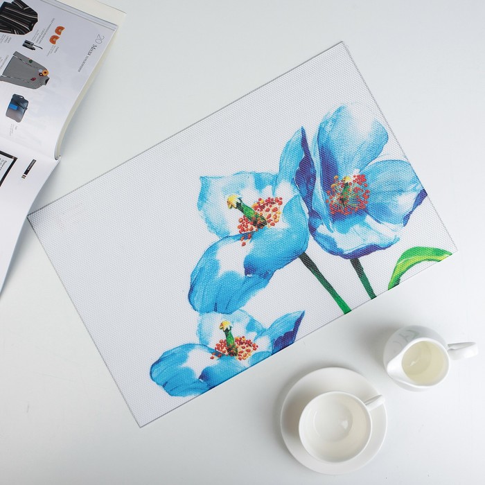 Салфетка кухонная "Голубые маки" 45х30 см