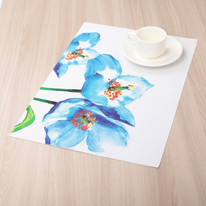 Салфетка кухонная "Голубые маки" 45х30 см