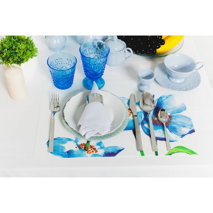 Салфетка кухонная "Голубые маки" 45х30 см