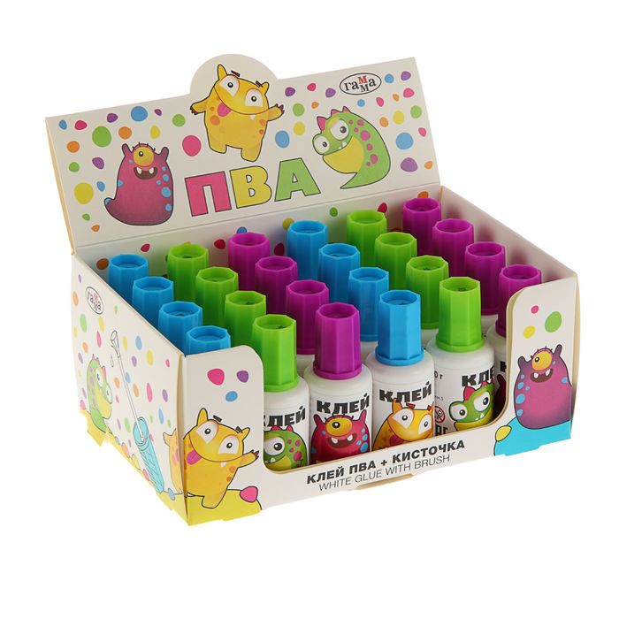 Клей ПВА 20 г Гамма с кисточкой "Тося, Бося, Зося" 330012Н