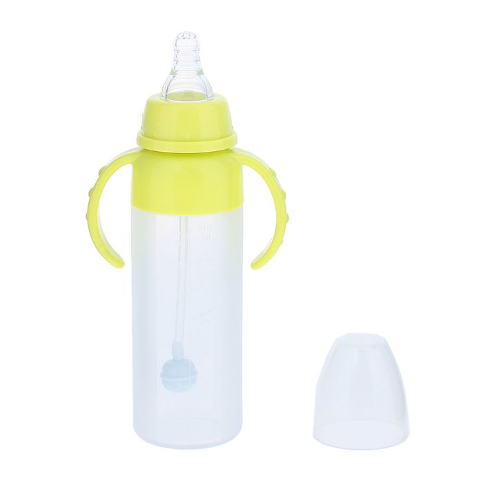 Силиконовая бутылочка для кормления, антиколиковая, 210 мл, от 0 мес., цвет жёлтый