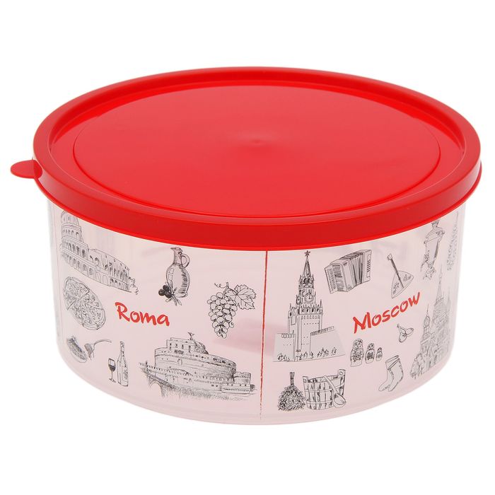 Коробка 2,6 л круглая с декором, цвет бежевый