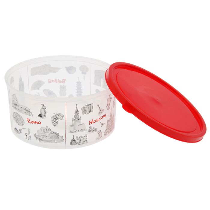 Коробка 2,6 л круглая с декором, цвет бежевый