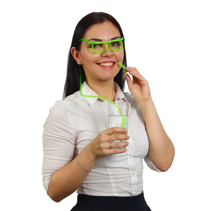 Трубочка для коктейля "Квадратные очки", цвета МИКС