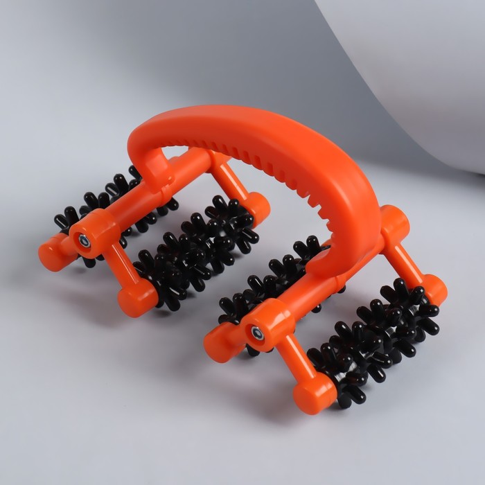 фото Массажёр «дуга с шипами», универсальный, 16 колёс, 16 × 10 × 8,5 см, цвет оранжевый/чёрный onlitop
