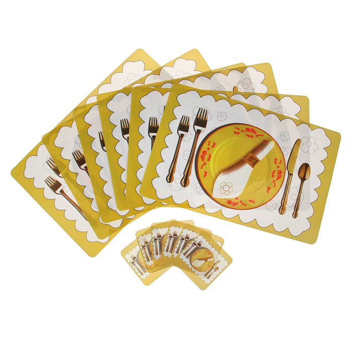 Набор салфеток кухонных 12 шт "Сервировка" 6 шт - 43х28 см, 6 шт - 10х10 см