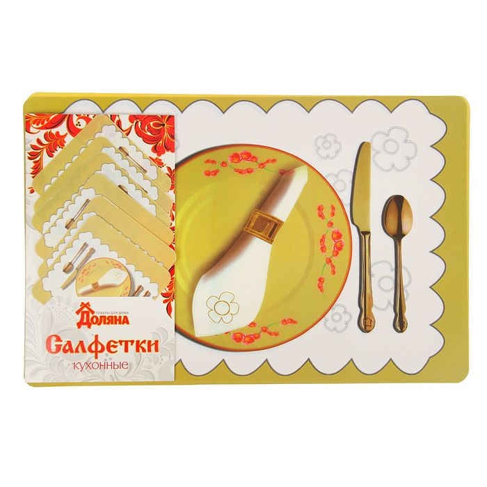 Набор салфеток кухонных 12 шт "Сервировка" 6 шт - 43х28 см, 6 шт - 10х10 см