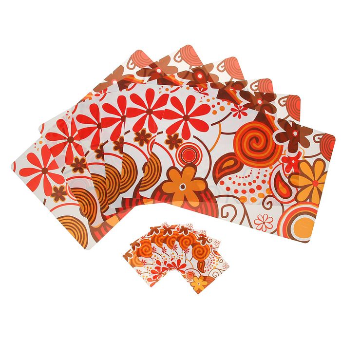 Набор салфеток кухонных 12 шт "Оранжевое настроение" 6 шт - 43х28 см, 6 шт - 10х10 см