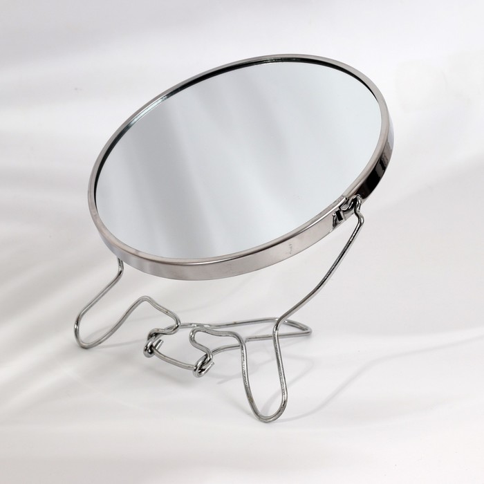 Зеркало складное-подвесное, двустороннее, с увеличением, d зеркальной поверхности 14 см, цвет серебряный