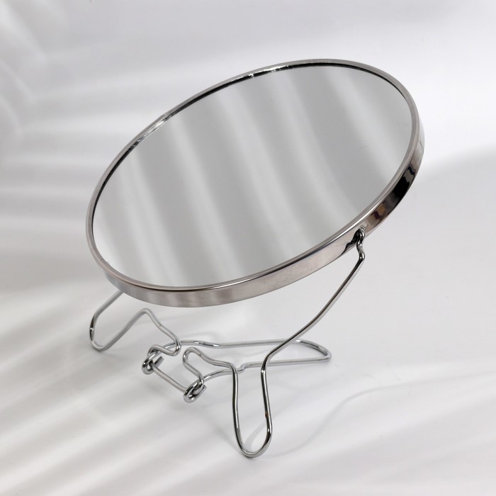 Зеркало складное-подвесное, двустороннее, с увеличением, d зеркальной поверхности 16 см, цвет серебряный