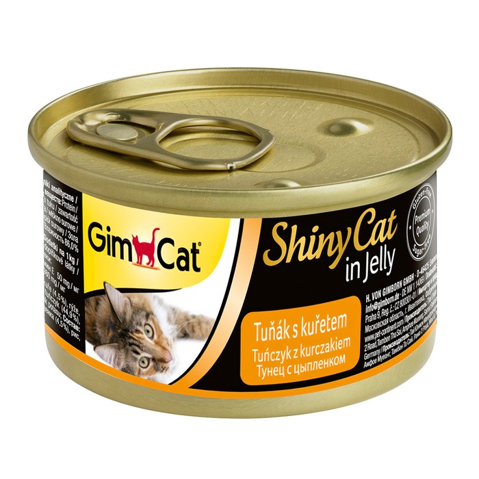 Влажный корм Gimpet Shiny Cat для кошек, с тунцом и цыплёнком, 70 г