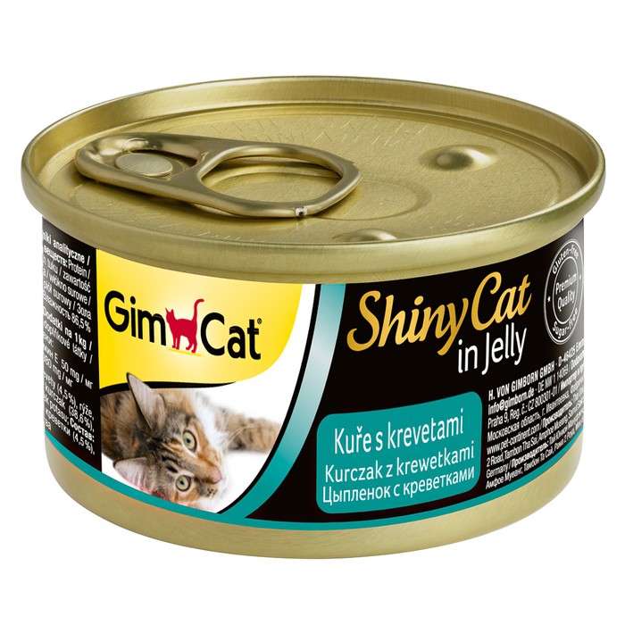 Влажный корм Gimpet Shiny Cat для кошек, с цыплёнком и креветками, 70 г