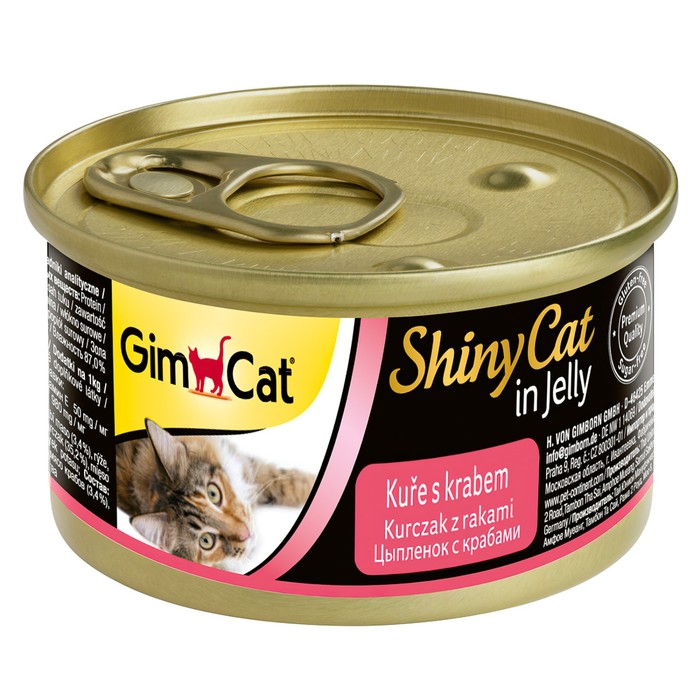 Влажный корм Gimpet Shiny Cat для кошек, с цыплёнком и крабами, 70 г