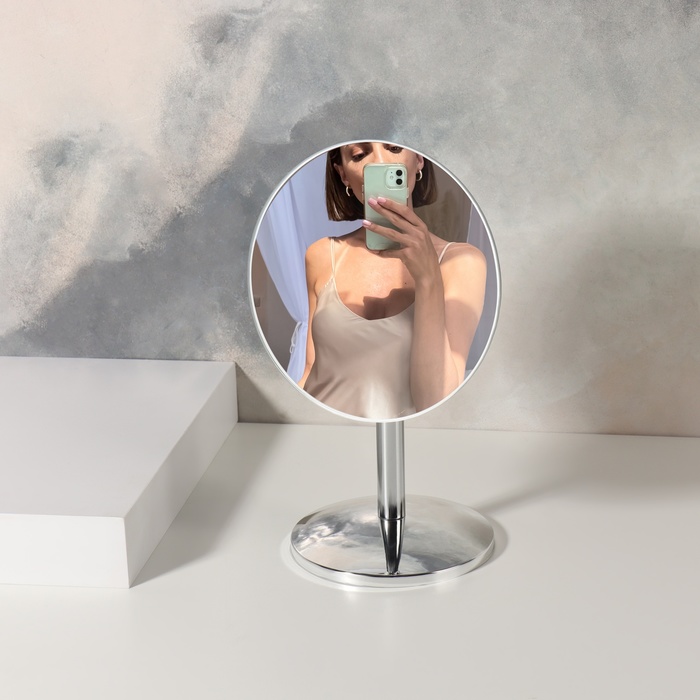 фото Зеркало настольное, d зеркальной поверхности 13,5 см, цвет серебристый queen fair