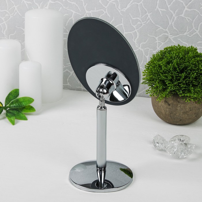 Зеркало на ножке, овальное, без увеличения, цвет серебристый